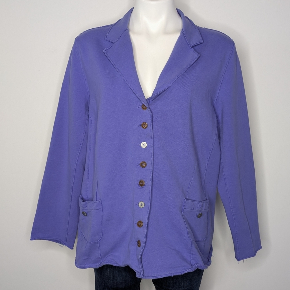 White Lotus Periwinkle Purple V Neck Long Sleeve Button Up Cardigan Sweatshirt